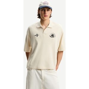 Bershka Oversized Polo Met Print En Korte Mouw Heren L Ecru