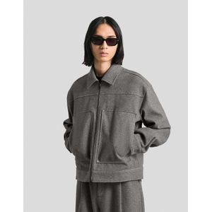 Bershka Boxy Fit Overshirt Met Rits Heren S Donkergrijs