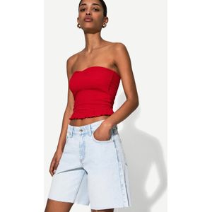 Bershka Denim Bermuda Dames 44 Lichtblauw