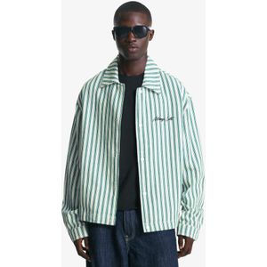 Bershka Gestreepte Jas Met Borduursel Heren M Groen