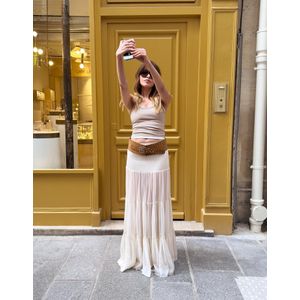 Bershka Mouwloos T-Shirt Met Ribcord Dames S Zand