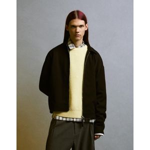 Bershka Boxy Tailored Overshirt Met Rits Heren M Zwart