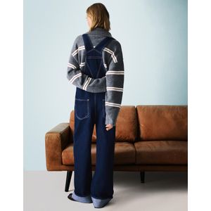 Bershka Oversized Denim Jumpsuit Met Bandjes Dames M Marineblau