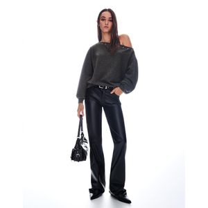 Bershka Tricot Trui Met Studs Dames S Grijs