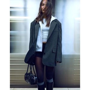 Bershka Oversized Blazer Dames Xxs Donkergrijs