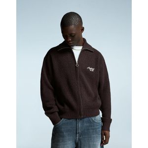 Bershka Jas Met Rits En Borduursel Heren Xl Bruin