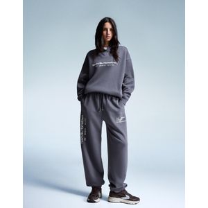 Bershka Joggingbroek Met Print Dames Xl Donkergrijs