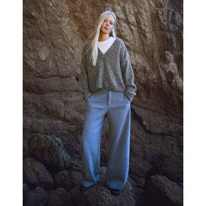 Bershka Boxy Trui Met V-Hals Dames L Donkergrijs