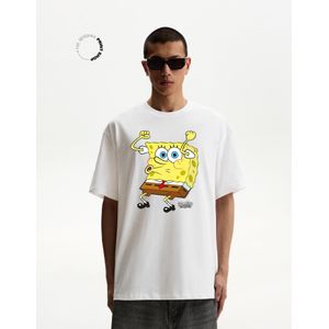 Bershka Spongebob T-Shirt Met Korte Mouw Heren M Wit