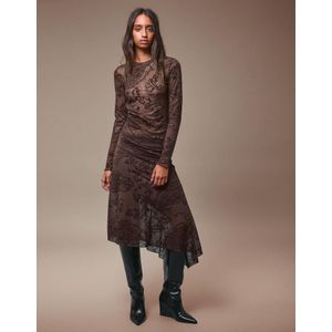 Bershka Midirok Met Print Dames Xxs Bruin