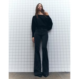 Bershka Flared Broek Met Kleppen En Zak Dames 32 Zwart