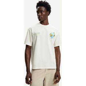 Bershka T-Shirt Met Print En Korte Mouw Heren L Gebroken Wit