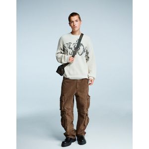 Bershka Acid Wash Multi-Cargo Baggy Broek Heren 42 Bruin