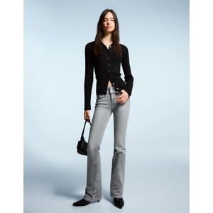 Bershka Bootcut Jeans Met Kleppen Dames 38 Grijs