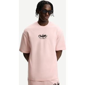 Bershka Velours Sweater Met Korte Mouw En Print Heren Xs Roos