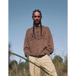 Bershka Trui Met Patches Heren Xs Bruin