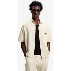 Bershka Strak Boxy Fit Overhemd Met Borduursel Heren L Ecru