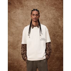 Bershka T-Shirt Met Print En Korte Mouw Heren S Gebroken Wit