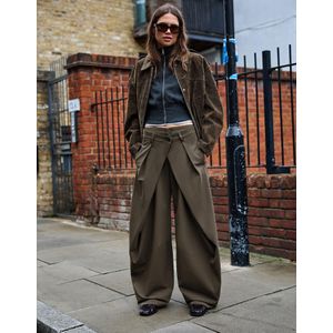 Bershka Barrel Broek Met Plooien Dames 42 Nerts