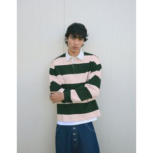 Bershka Gestreepte Polo Van Sweatstof Heren Xs Roos