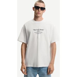 Bershka Oversized T-Shirt Met Print En Korte Mouw Heren Xl Wit