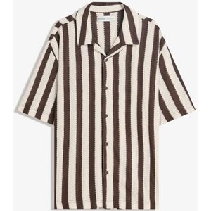 Bershka Blouse Met Rustieke Strepen En Korte Mouw Heren Xl Bruin