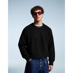 Bershka Trui Van Wolmix Met Parelsteek Heren Xs Zwart