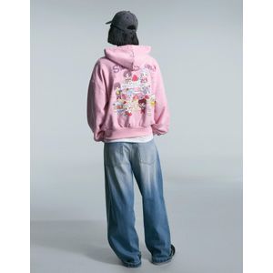 Bershka Capuchonsweater Met Tinytan-Print Dames Xs Roos
