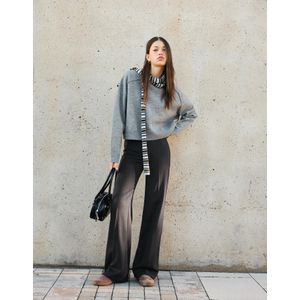 Bershka Wide Leg Broek Dames 44 Donkergrijs