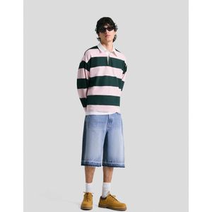 Bershka Baggy Bermuda Heren 40 Gewassen Blauw