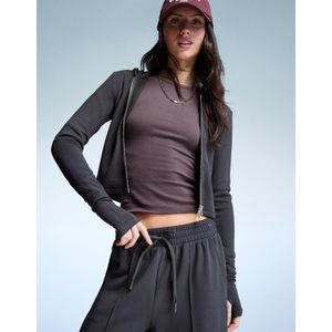 Bershka Hoodie Met Rits Van Een Zachte Modalmix Dames S Grijs