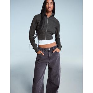 Bershka Sweatshirt Met Rits Dames S Grijs