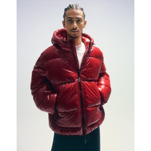 Bershka Gewatteerde Jas Met Capuchon Heren S Rood