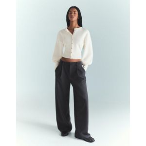 Bershka Strak Ribcord Vest Dames S Ecru