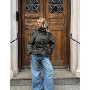 Bershka Korte Trenchcoat Dames S Kaki