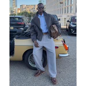 Bershka Super Baggy Geklede Broek Heren 44 Grijs