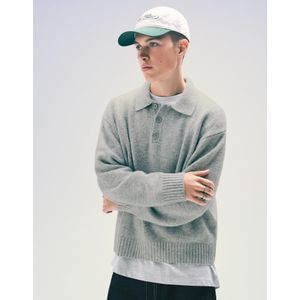 Bershka Sweater Met Polokraag Heren M Grijs