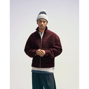 Bershka Jas Van Synthetische Wol Met Rits Heren S Bordeaux