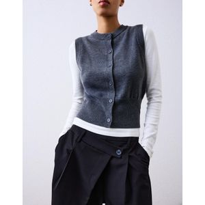 Bershka Tricot Spencer Met Knopen Dames L Grijs