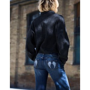 Bershka Flared Jeans Met Geborduurde Zakken Dames 36 Blauw