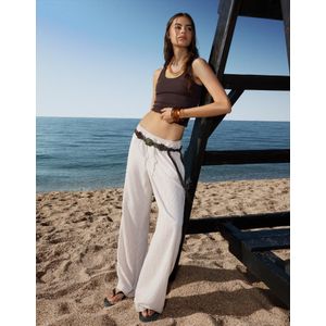 Bershka Gestreepte Rustieke Broek Dames M Zand