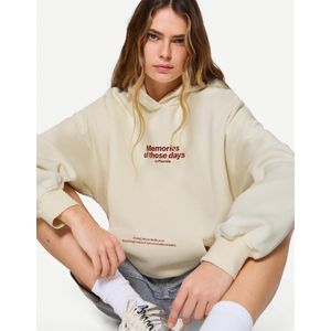 Bershka Hoodie Met Print Dames S Ecru