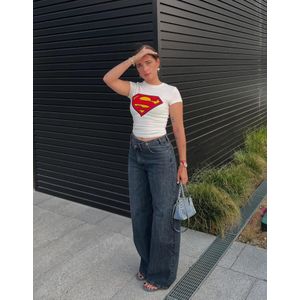Bershka Superman T-Shirt Met Korte Mouw Dames Xs Wit