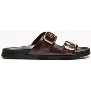 Bershka Platte Open Sandaal Met Gespen Dames 37 Granaat