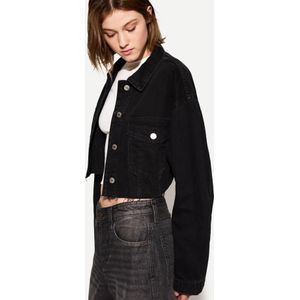 Bershka Cropped Denim Jas Dames 10-12 Zwart