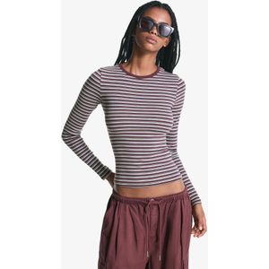 Bershka Top Met Lange Mouwen Dames M Bordeaux