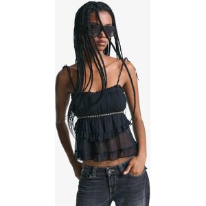 Bershka Rustieke Top Met Bandjes En Studs Dames M Zwart