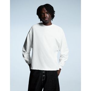Bershka Boxy Fit T-Shirt Met Lange Mouw Heren Xl Gebroken Wit