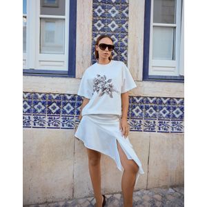 Bershka Jacquard Rok Dames M Wit