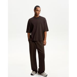 Bershka Wide Leg Broek Heren Xs Bruin